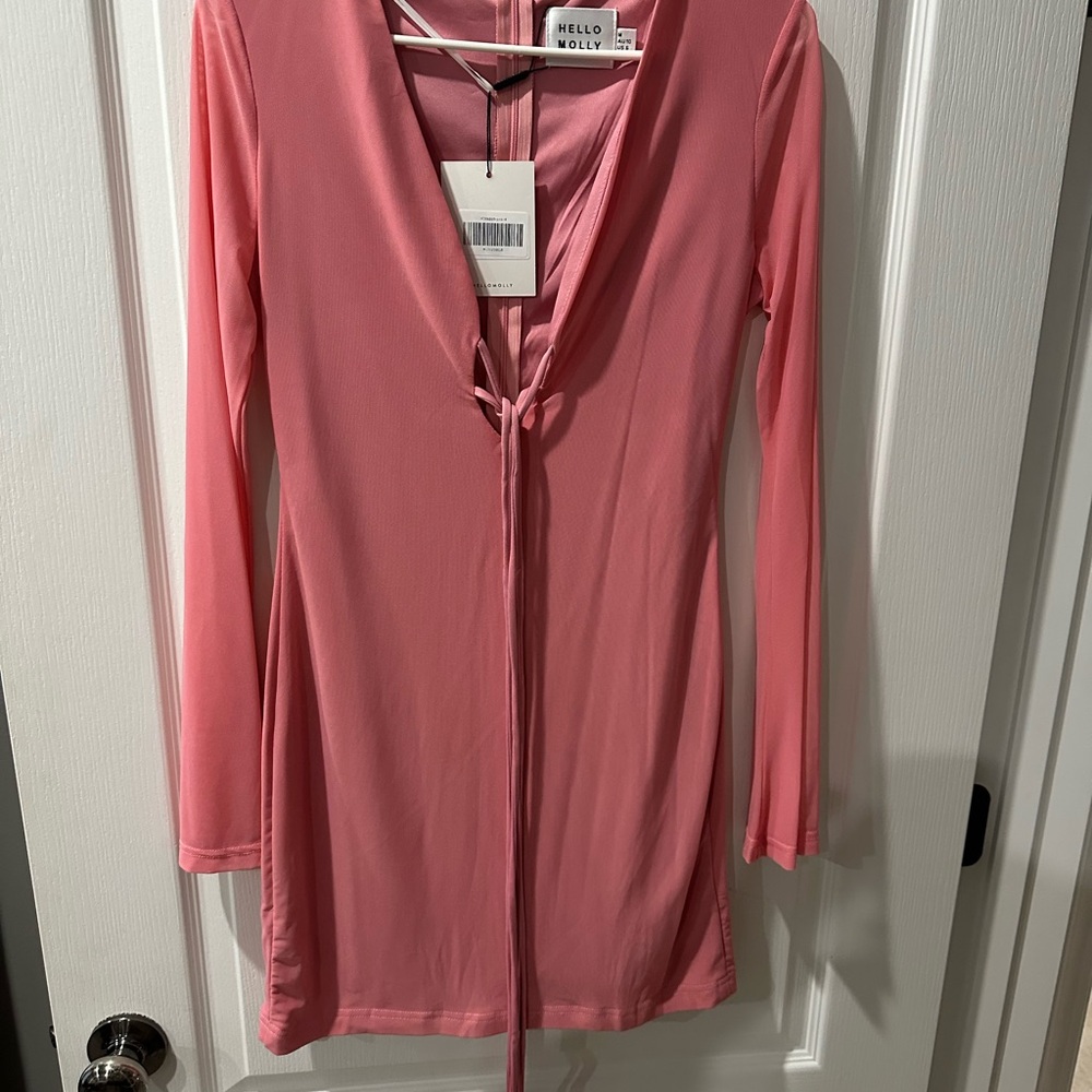 Hello Molly Coral Long Sleeve Dress